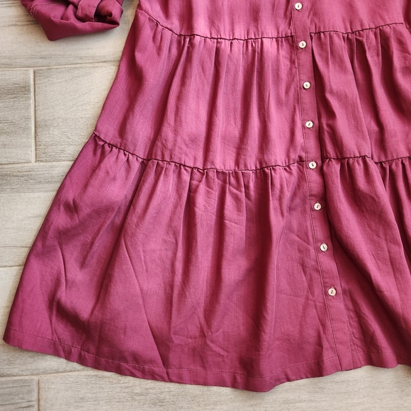 Westbound Women's Mini Dress XL Burgundy Red Tiered Babydoll Relaxed Fit A-line - Picture 8 of 12
